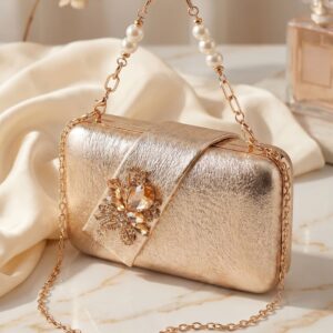 Golden Fancy Clutch For Ladies P24446