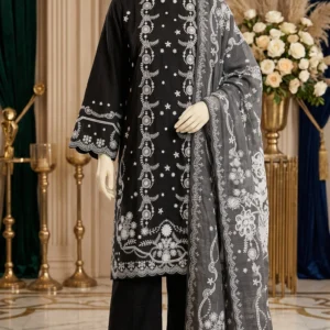 3 PC Embellished Cambric Suit PS613801
