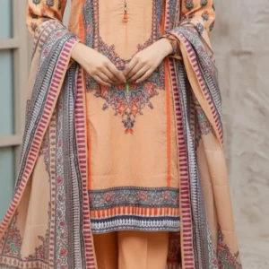 3 PC Digital Printed Cotton Cambric Suit PW5166