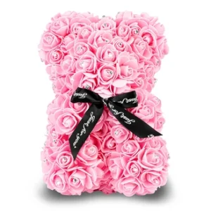 Hot Pink Rose Bear with Diamond 25cm